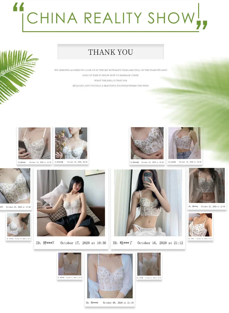 New Embroidery Lace Flowers French Underwear Bralette elegant Body Shaping Push Up Bra Set Romantic White Black Cute Lingerie Thin