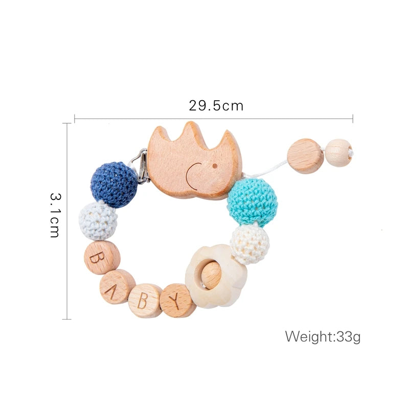 BabyCarrier Schnullerhalter Blumen - Holz 22cm Name