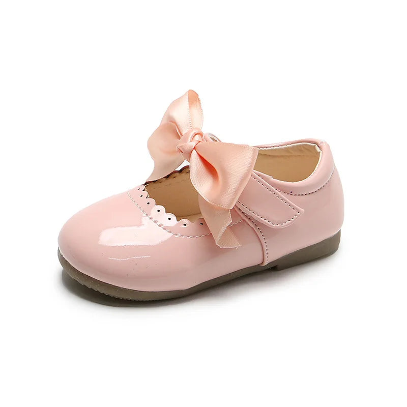 Baby Prinzessin Mädchen Schuhe 2025 - Frühling Herbst Süße Schleife Lackleder - Tanzschuhe Erste Laufschuhe Kinder