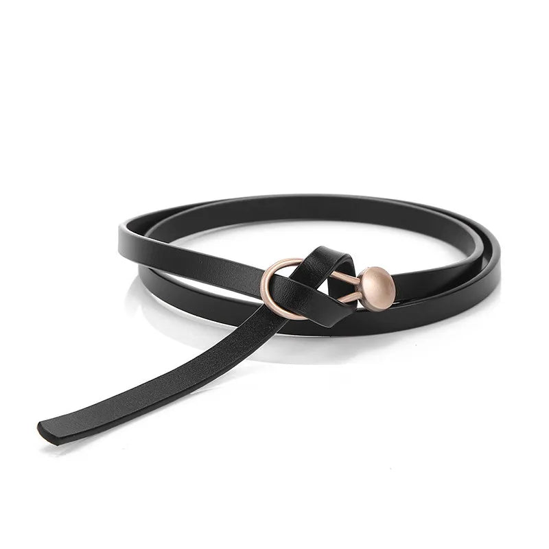 Designer Belts For Women Genuine Leather Knot Dress Belt Long Thin Waistband Gold Buckle Black Ceinture Femme Easy Cummerbunds
