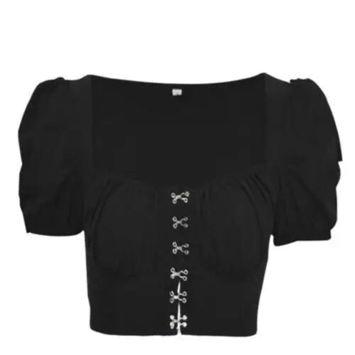 Fashion Trend Women Sexy Tank Tops Lady Girls Square Neck Crop Top Short Sleeve Vest Shirt Tops Clothing