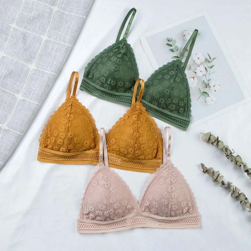 MIMICOO Damen BH 2025 - Elegante Spitzen-Bralette Push-Up bügellos mit herausnehmbaren Pads