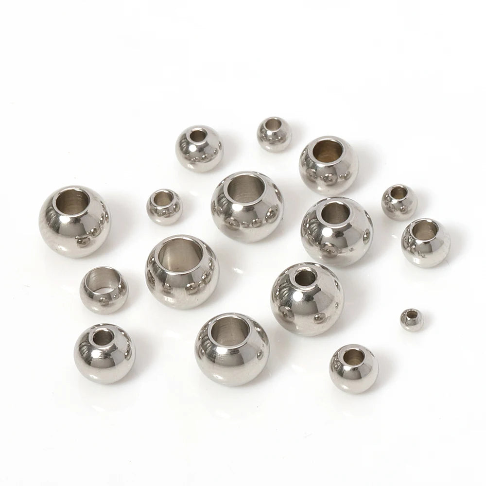 PerlenPro 3-10mm Edelstahlperlen - 100 Stk Loch1,2-5mm