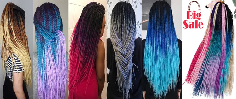 VERVES Crochet Braids Synthetic 24 inch Box Braid 22 Roots/Pcs Ombre Braiding Hair Extensions Heat Fiber Bulk Braid Pink,Black