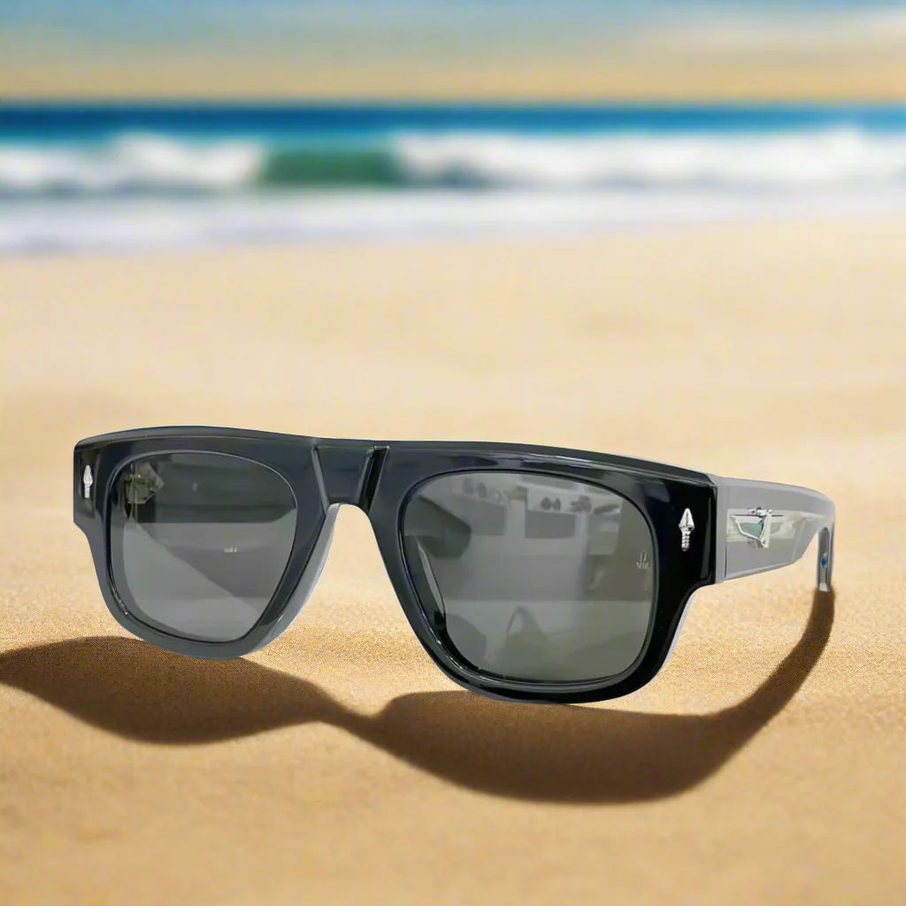 Jacques Marie Mage,THUNDERCLOUD thick solid acetate square Design sunglasses