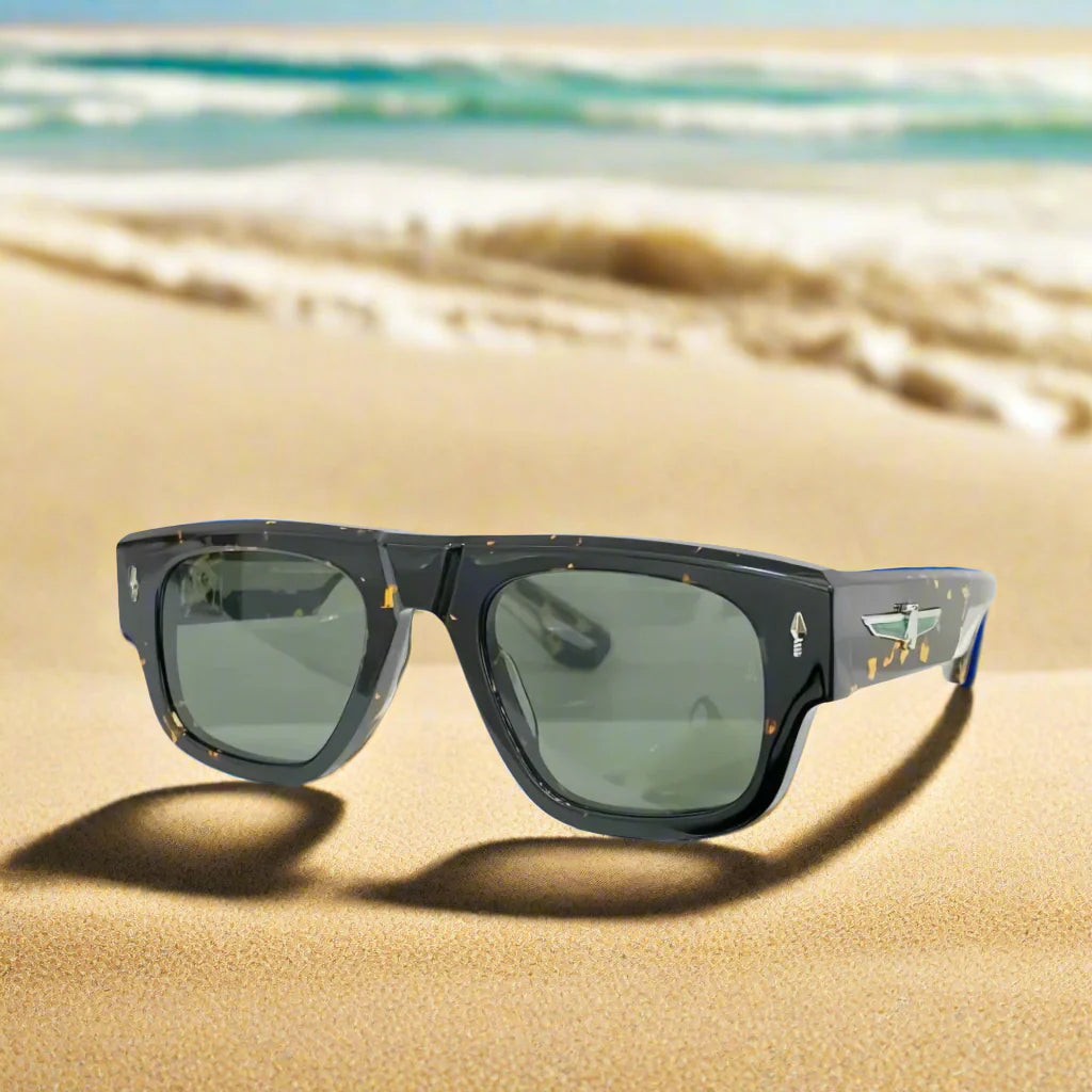 Jacques Marie Mage,THUNDERCLOUD thick solid acetate square Design sunglasses