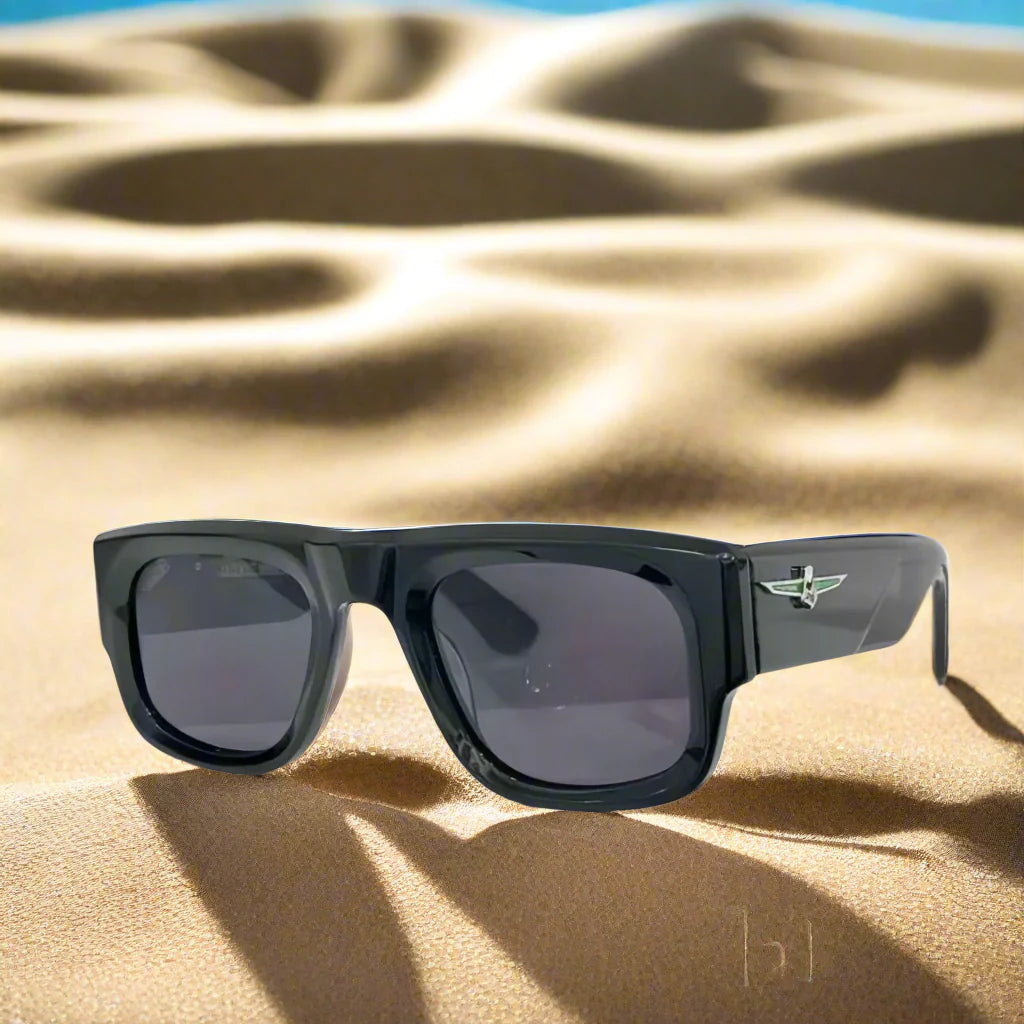 Jacques Marie Mage,THUNDERCLOUD thick solid acetate square Design sunglasses