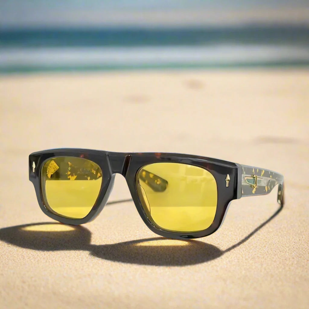 Jacques Marie Mage,THUNDERCLOUD thick solid acetate square Design sunglasses