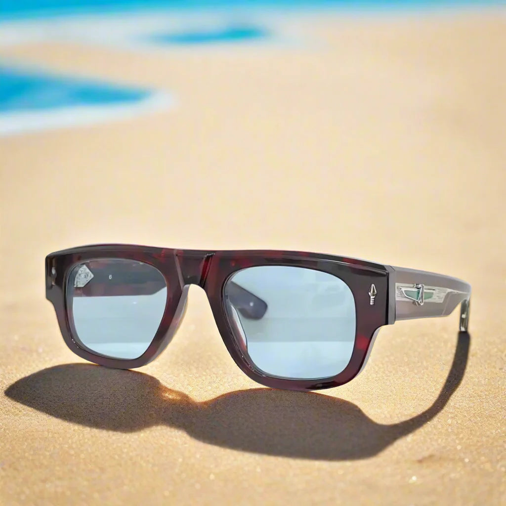 Jacques Marie Mage,THUNDERCLOUD thick solid acetate square Design sunglasses