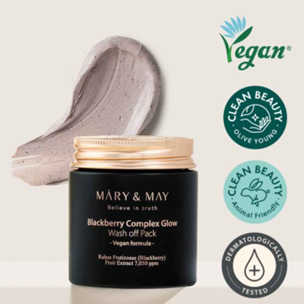 Mary&May Blackberry Glow Washoff Pack - Kapazität 125 g, Vegan, Alle Hauttypen