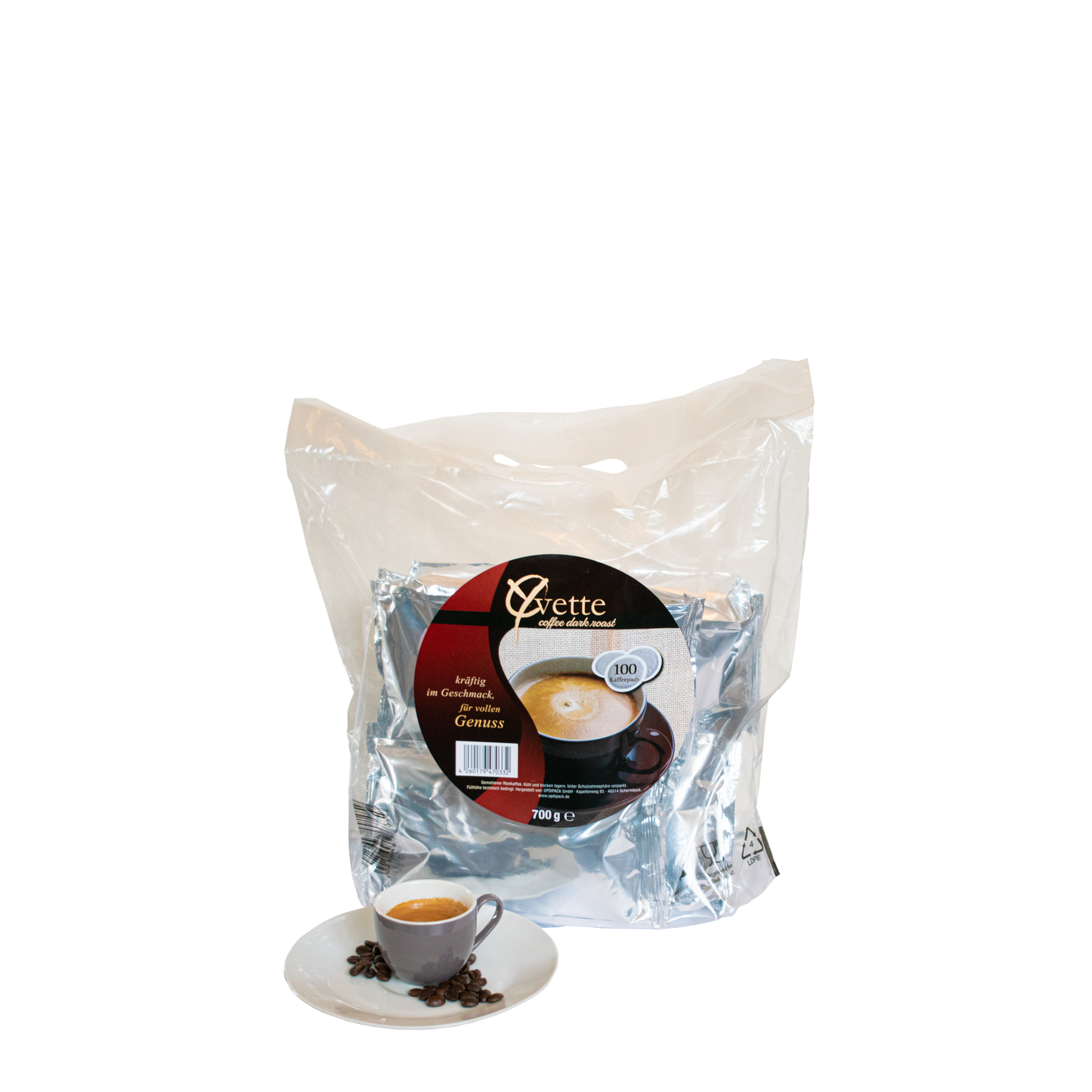 Yvette Kaffee Dark Kaffeepads Intensives Aroma - Inhalt 100 Pads (4x25), Kompatibel Mit Padmaschinen