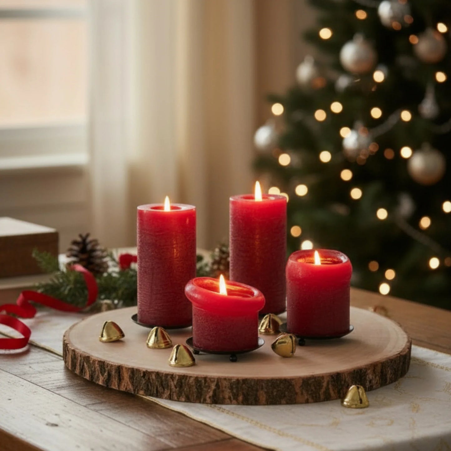 Lumenix Kerzenteller Schwarz Matt - 4er Set, Ø8,5 cm, Metall