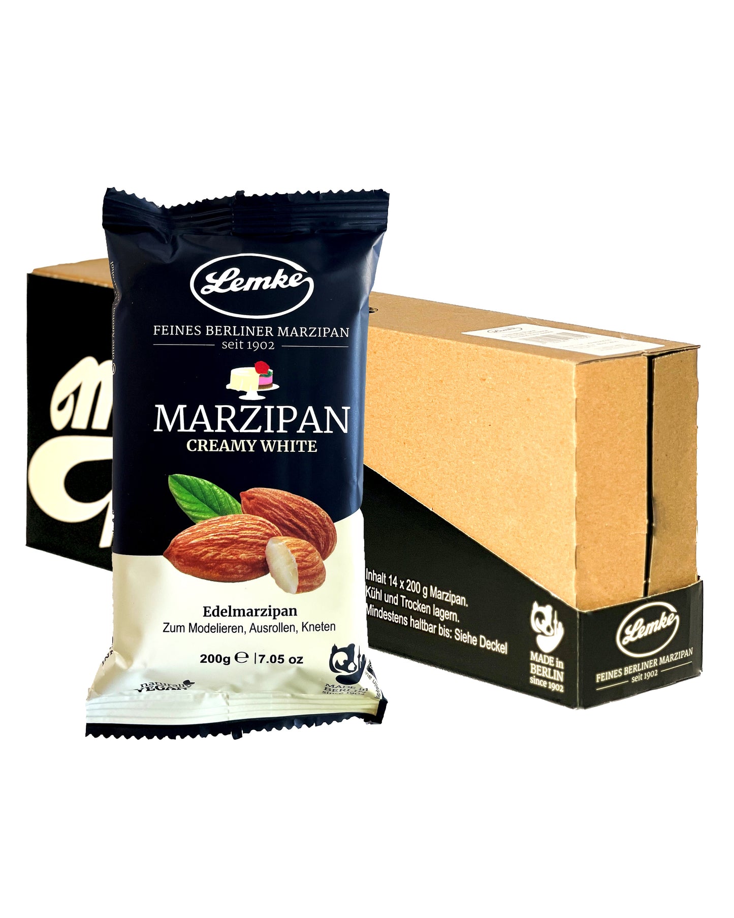 Marțipan fin Berlin Lemke, alb cremos - Marțipan fin Berlin, conținut de migdale 38%, calitate 70:30, vegan