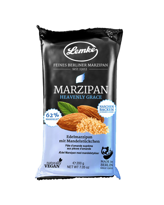 Marțipan Lemke Fine Berlin - 62% conținut de migdale, 8% bucăți de migdale, vegan
