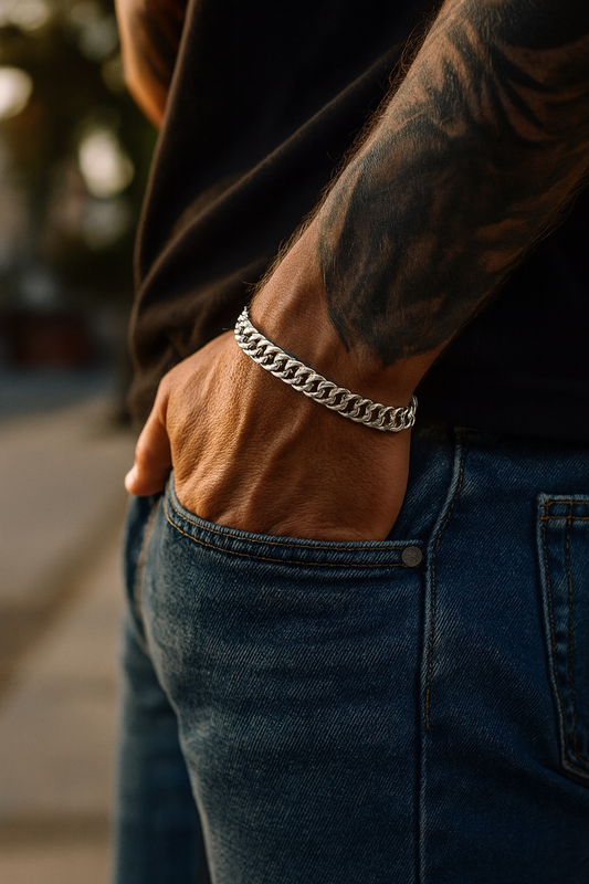 Brățară din argint 925, lanț tip barbă, 19cm