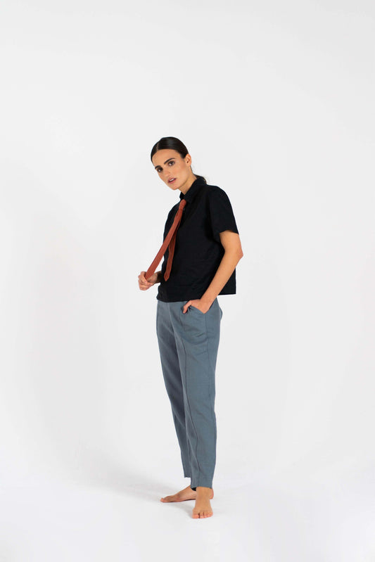 Linen Tie Shirt - Effortless Business Style