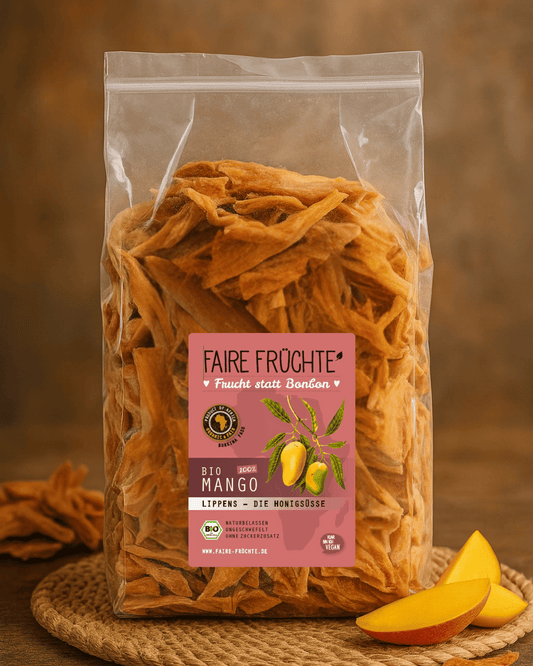 Faire Früchte Mangostreifen Die Süße Bio - Kapazität 1 kg, Energie Ca. 350 Kcal Pro 100 g, Großpackung
