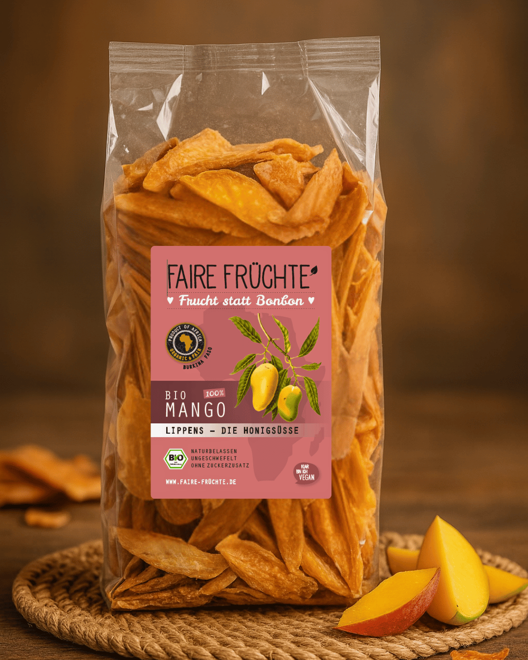 Faire Früchte Lippens Die Süße Bio Mangostreifen - Inhalt 500 g Beutel Größe Kompakt