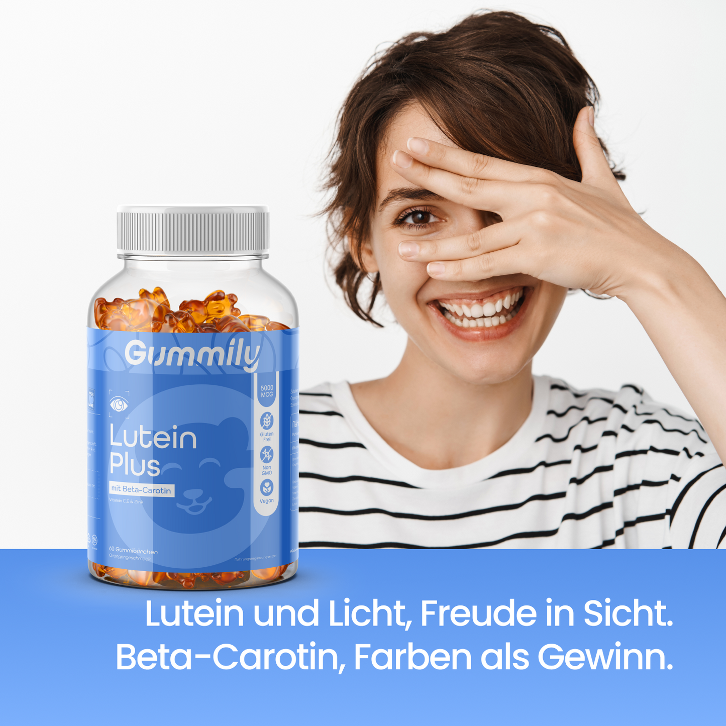 LuteinGlo Gummis Augenpflege - 5 Mg Lutein, Beta-Carotin 39 Mcg, Vegan