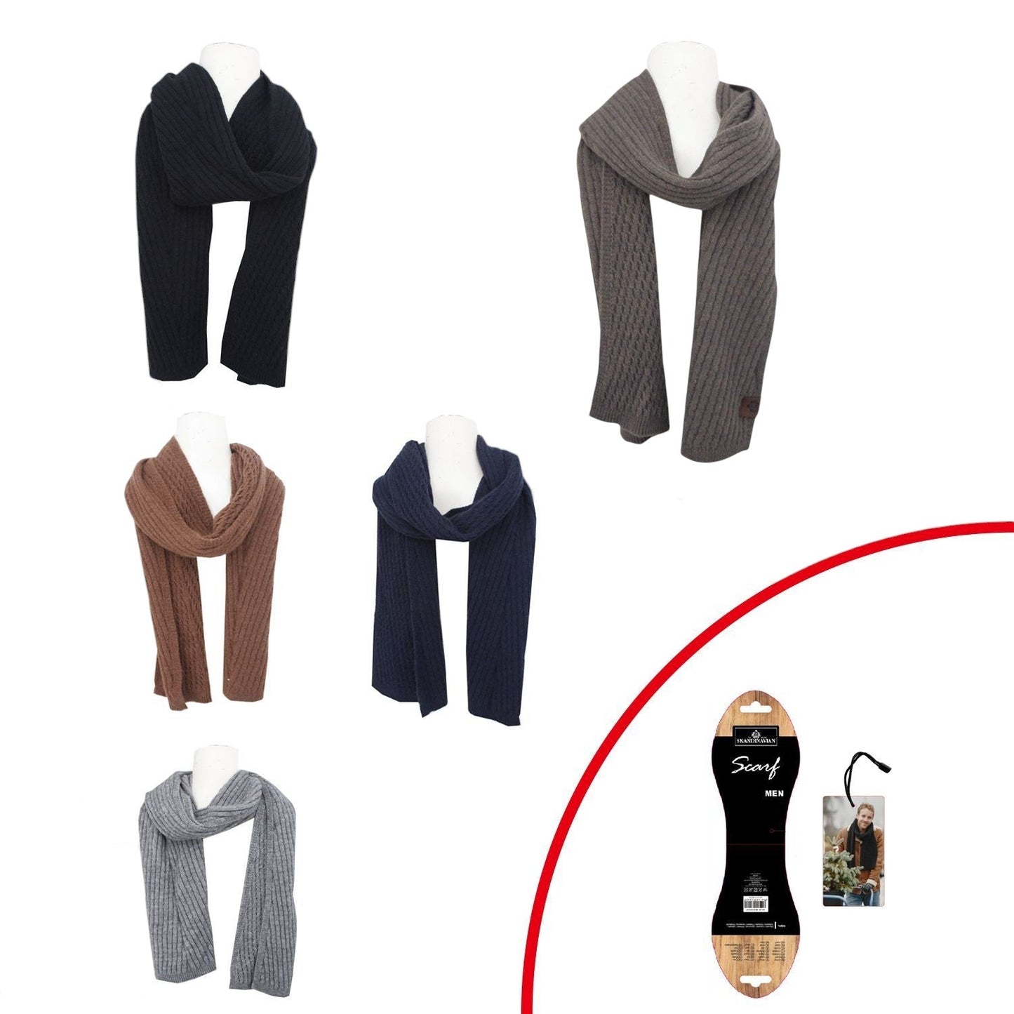 Herren Schal Alpaka Touch Doppelseitig - Größe 180x21cm, Alpaka