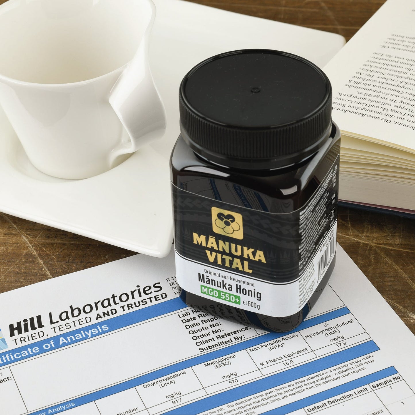 Miere de Manuka ManukaWelt MGO 550+ - borcan de sticlă de 500g, origine: Noua Zeelandă