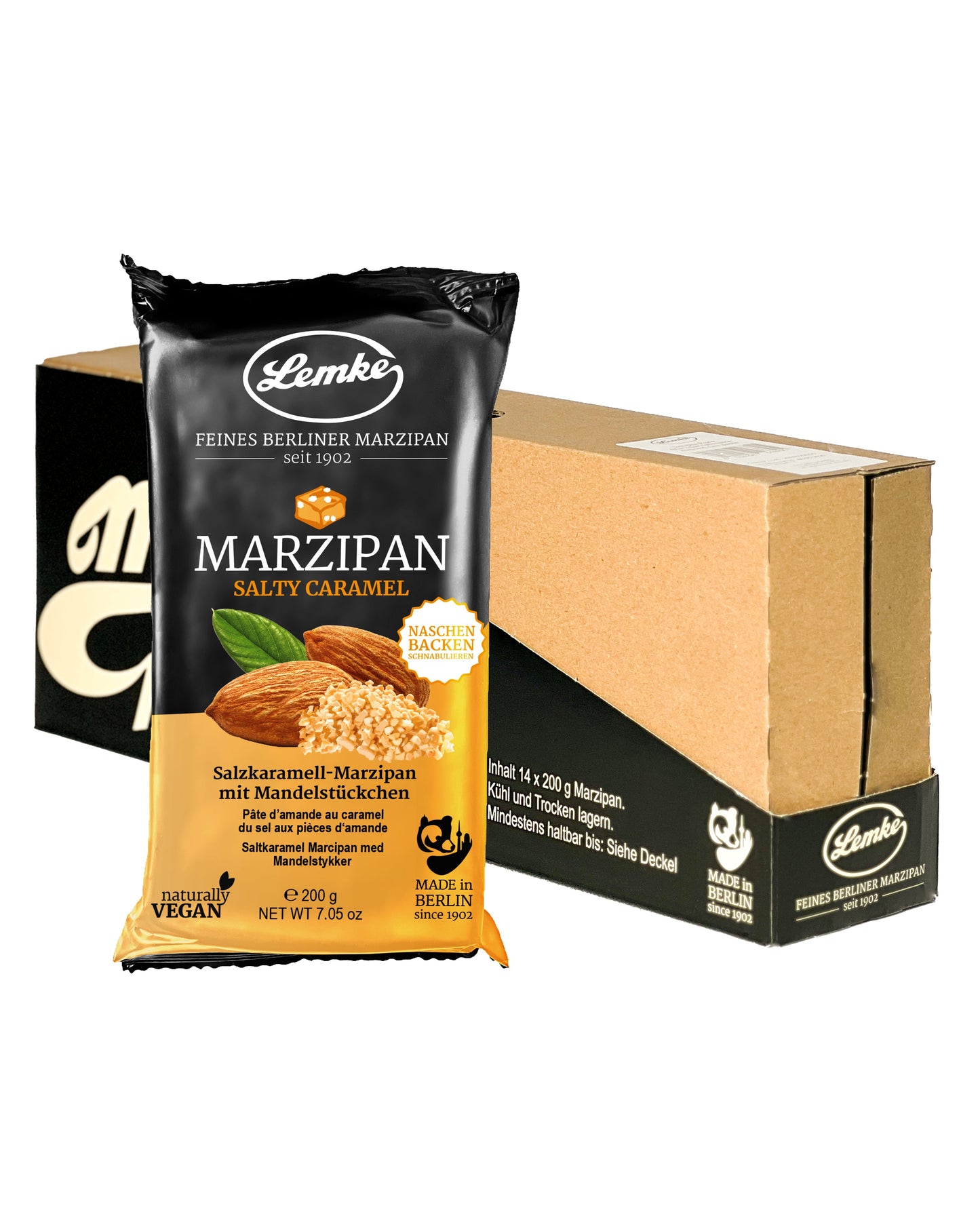 Marțipan Lemke Caramel Sărat Fin - 200g Potrivit pentru Ciocolată Vegană