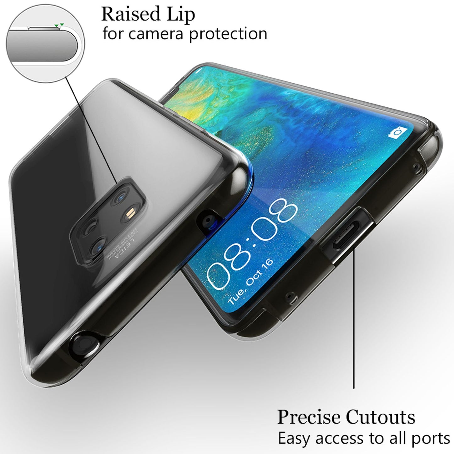 NALIA 360 Grad Handy Hülle für Huawei Mate20 Pro, Full Cover Case Bumper Etui