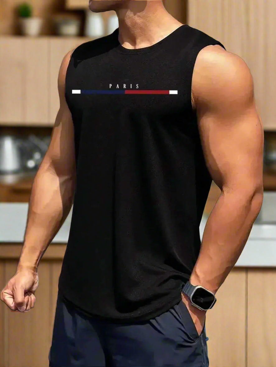 Men summer sleeveless vest – breathable letter print tank top