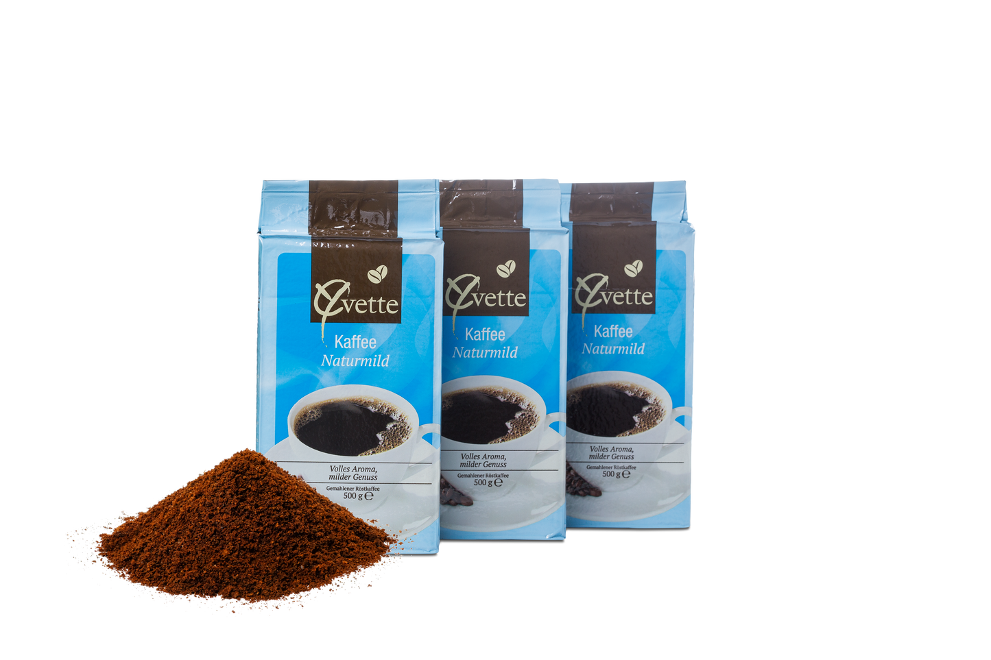 Yvette Kaffee Filterkaffee Naturmild Frisch - 500 g Gemahlener Kaffee Vakuumverpackt