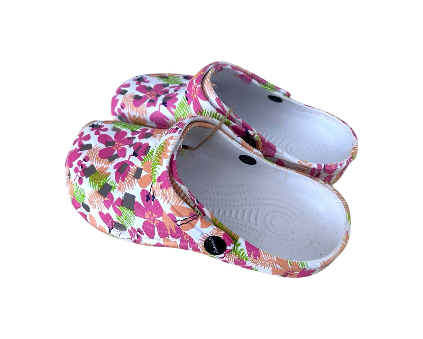 Damen Clogs Blumen » günstige Damenschuhe » Badeschlappen mit Blumenmuster » Sommer Garten Schuhe & Garten Schuhe » Badelatschen mit Riemen und Cut-Outs