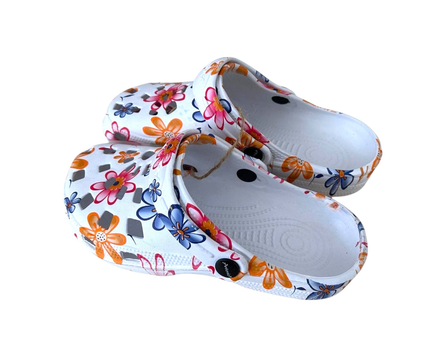 Damen Clogs Blumen » günstige Damenschuhe » Badeschlappen mit Blumenmuster » Sommer Garten Schuhe & Garten Schuhe » Badelatschen mit Riemen und Cut-Outs