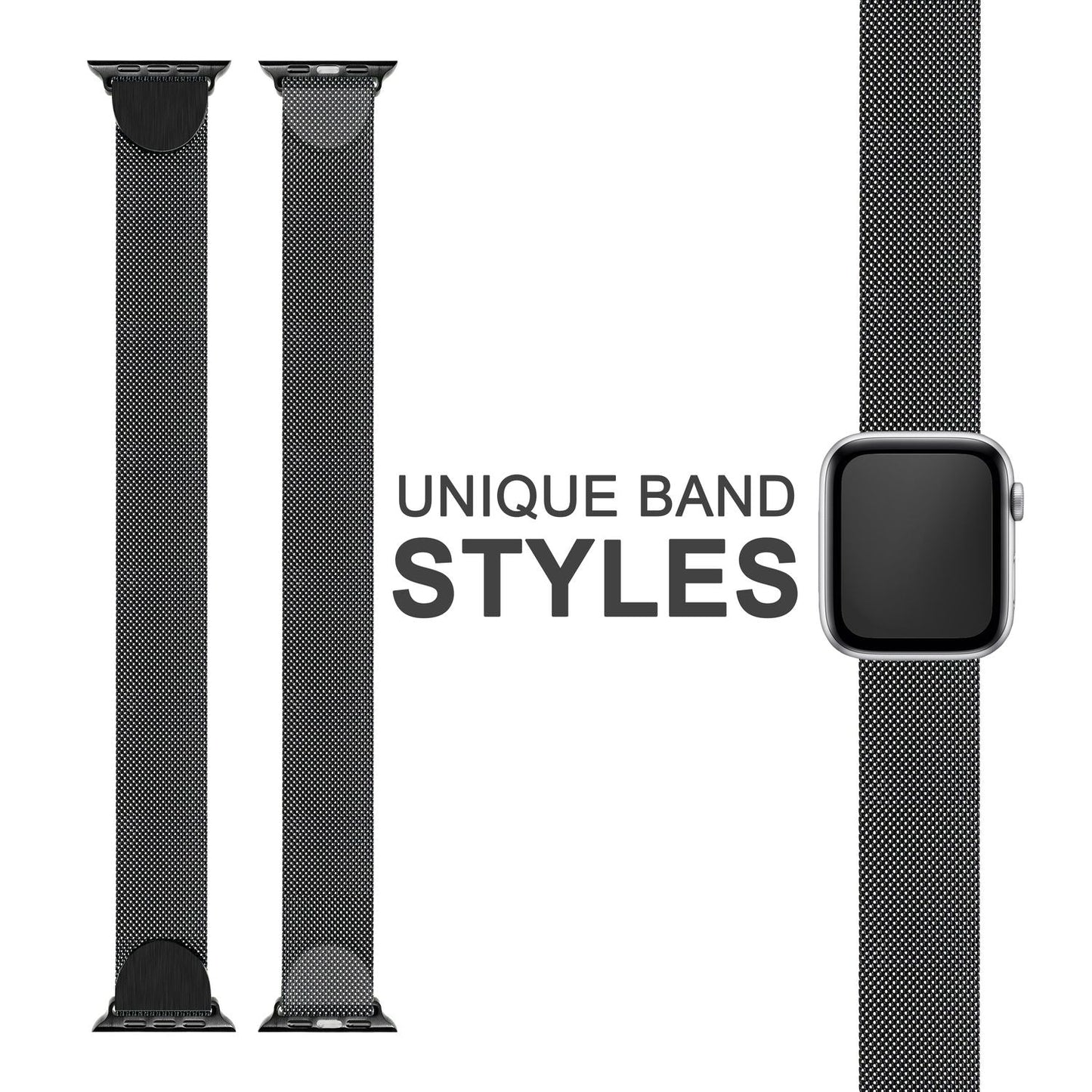 Brățară metalică NALIA Berlin Milanese - Compatibilă cu Apple Watch SE până la seria 8, 38-41 mm, din oțel inoxidabil