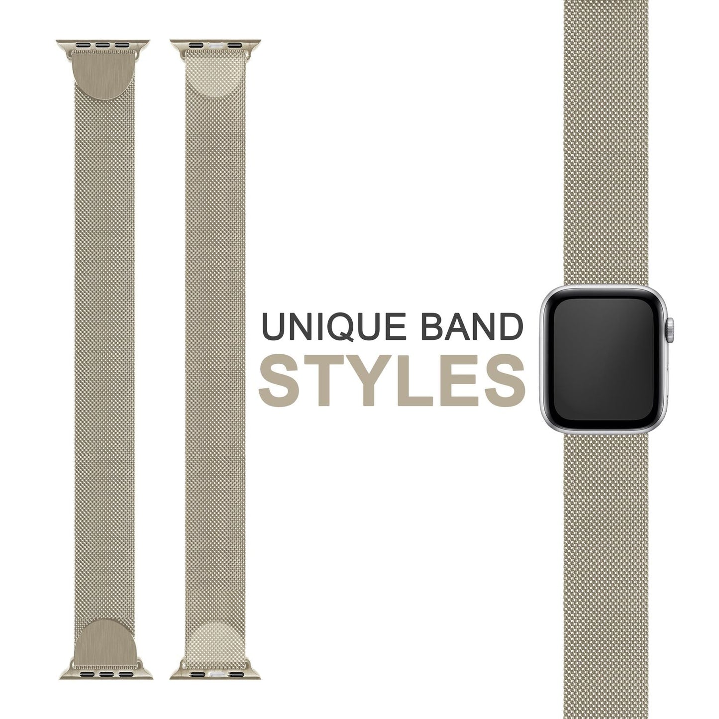 Brățară metalică NALIA Berlin Milanese - Compatibilă cu Apple Watch SE până la seria 8, 38-41 mm, din oțel inoxidabil