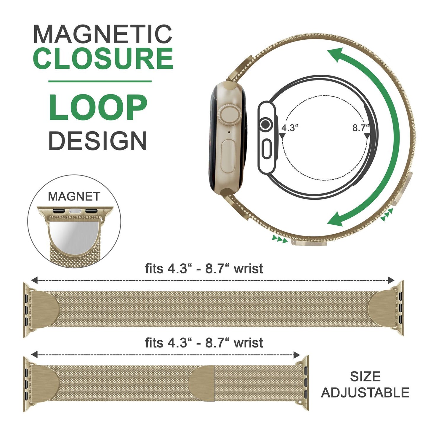 Milanaise Metall Armband für Apple Watch Ultra/Se/8/7/6/5/4/3/2/1, 42/44/45/49mm