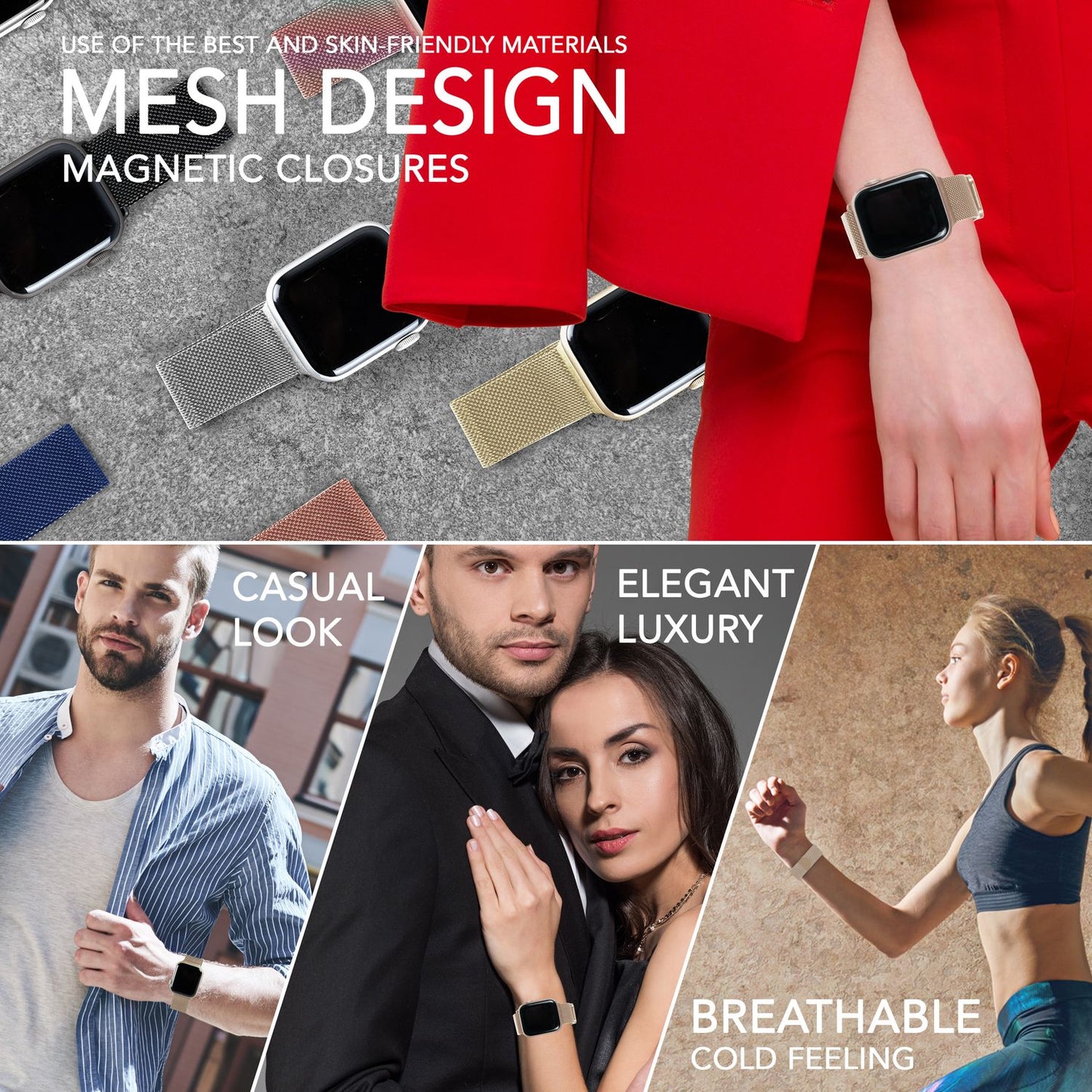 Milanaise Metall Armband für Apple Watch Ultra/Se/8/7/6/5/4/3/2/1, 42/44/45/49mm