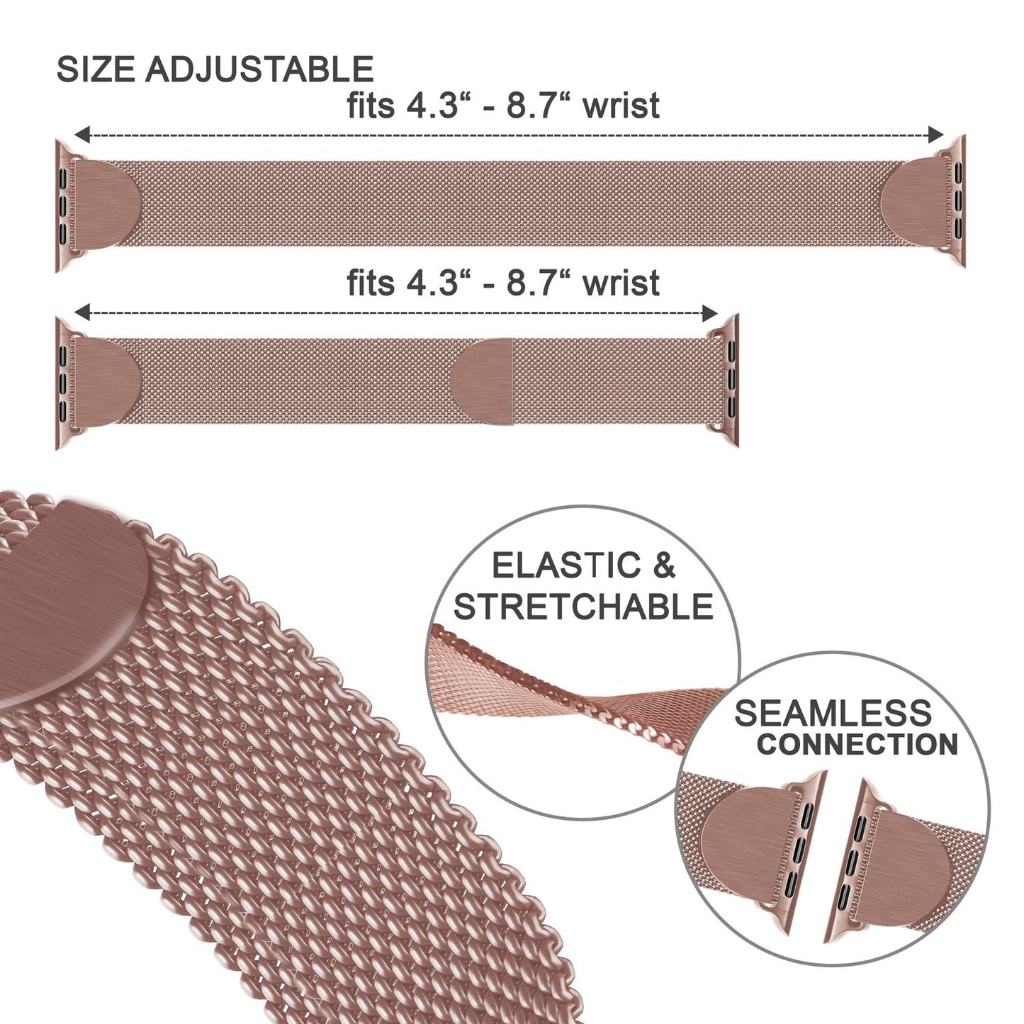 Milanaise Metall Armband für Apple Watch Ultra/Se/8/7/6/5/4/3/2/1, 42/44/45/49mm