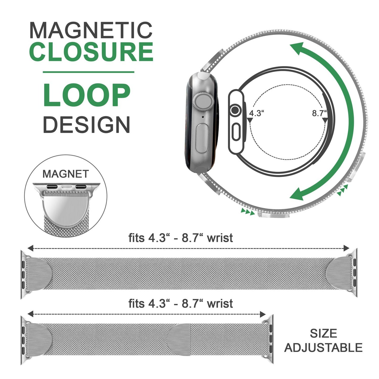 Milanaise Metall Armband für Apple Watch Ultra/Se/8/7/6/5/4/3/2/1, 42/44/45/49mm