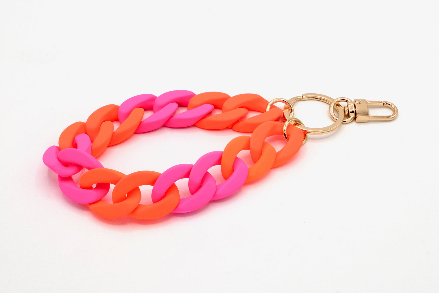 Schlüsselanhänger mit Karabiner "RUBBER EDITION" Neon Orange/Pink