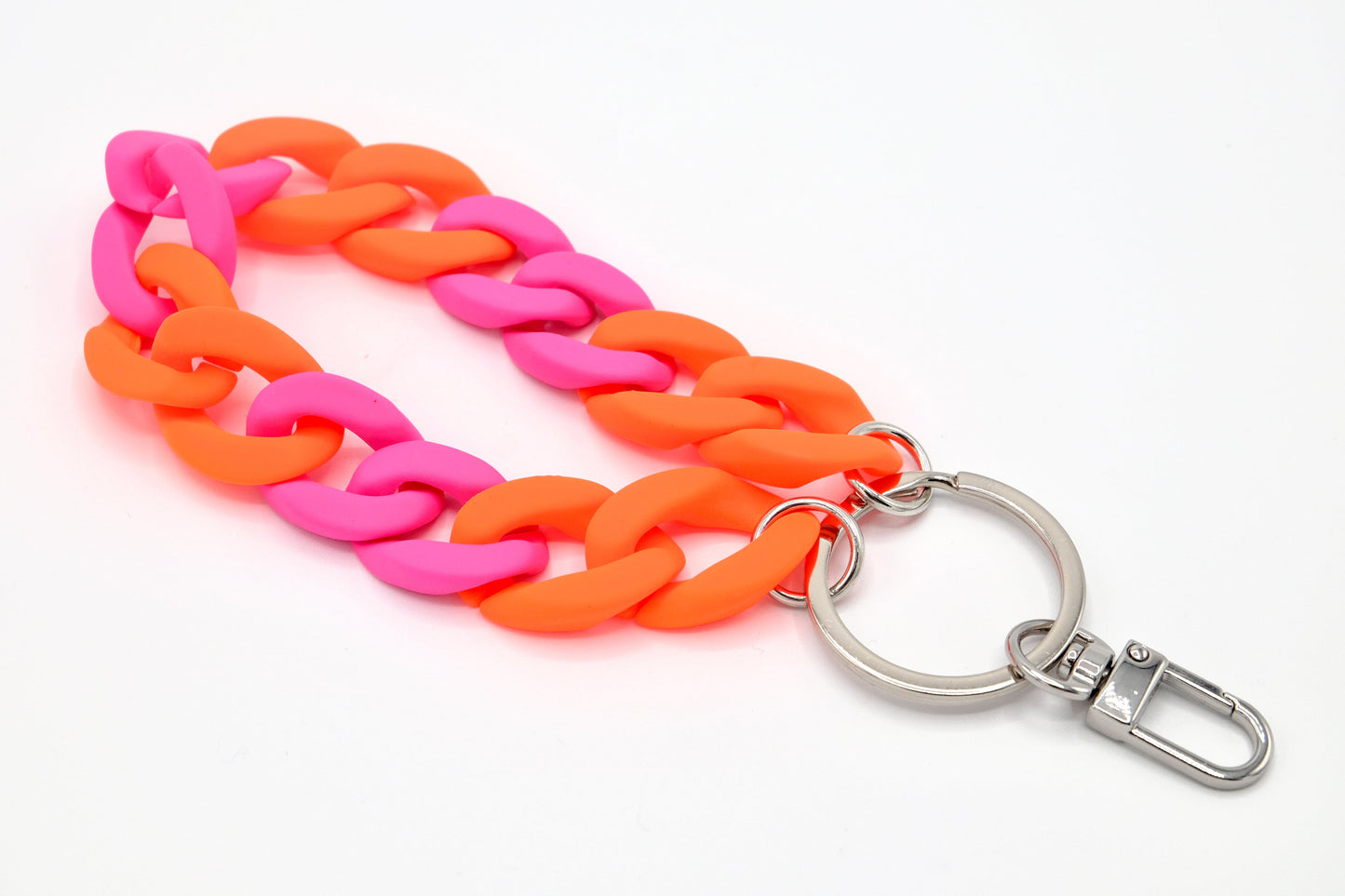 Schlüsselanhänger mit Karabiner "RUBBER EDITION" Neon Orange/Pink