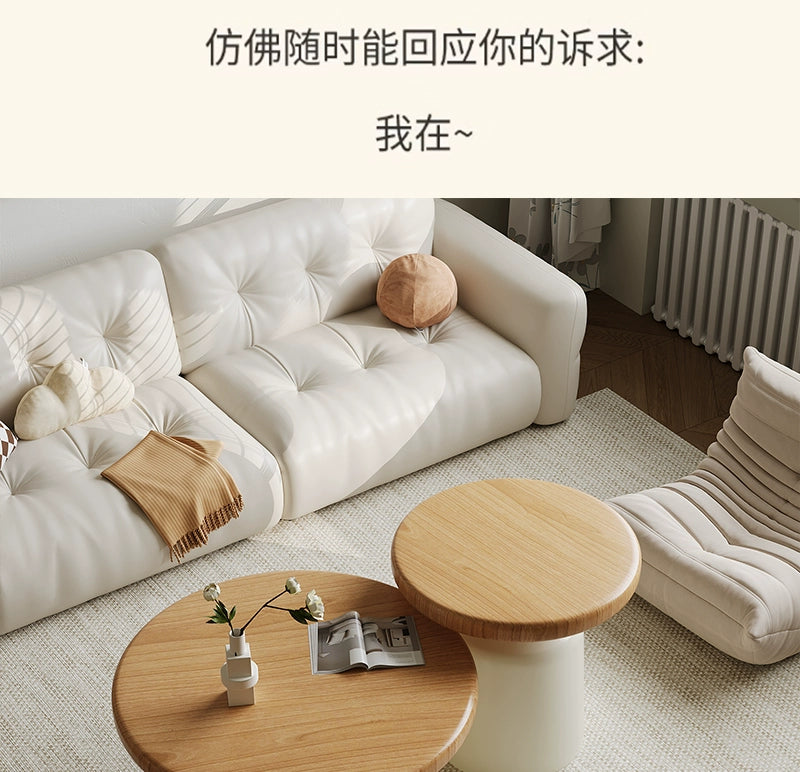 Creamy Wind Apartment Coffee Table Living Room Household Small Apartment Simplicity Iron Round Homestay Coffee Table Furniture