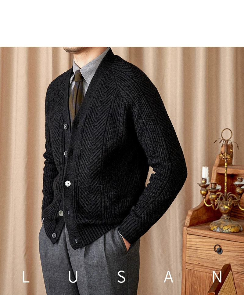 Heritage Vintage Wollcardigan V-Ausschnitt - Slim, Warm LXL