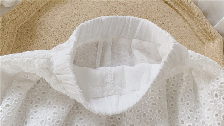 Girls Outfit Set 2022 Summer Clothing Sets Hollow Lace Suit Baby Casual Sleeveless T-shirt+Shorts Kids Clothes Sets Baby Clothes