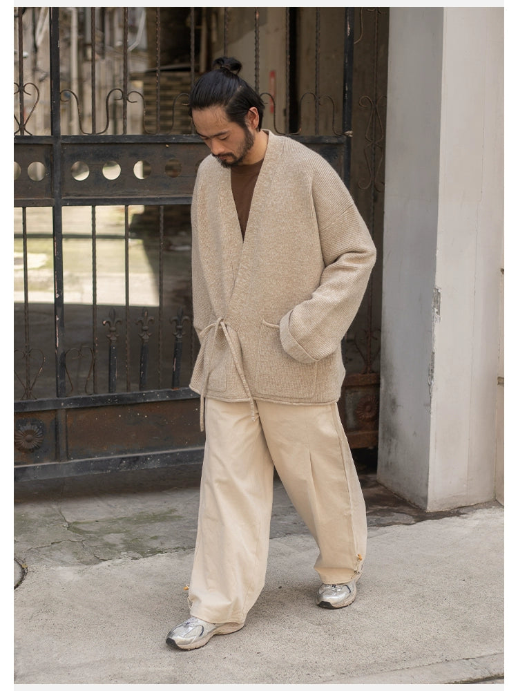 EMAIGICN MY1148 Gestrickter Kimono Cardigan - Größe M/L, Material Polyester/Viskose, Verschluss Ein-Knopf