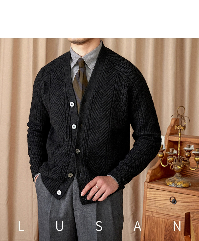 Heritage Vintage Wollcardigan V-Ausschnitt - Slim, Warm LXL