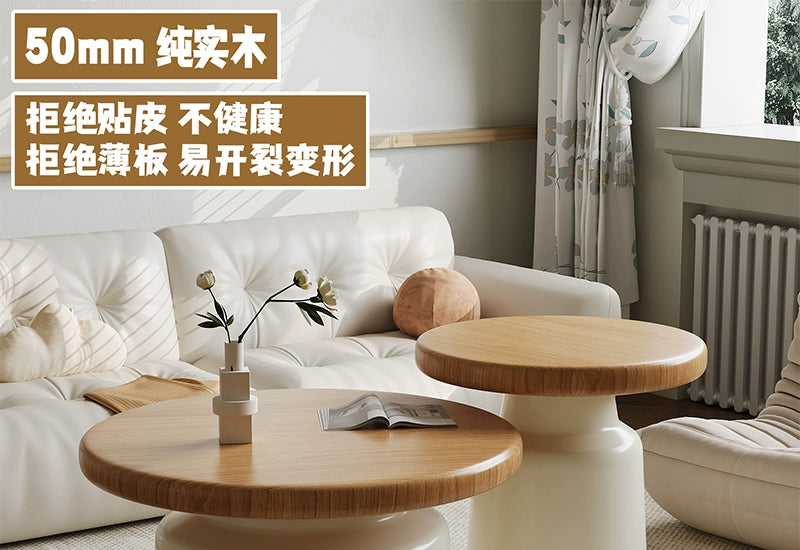 Creamy Wind Apartment Coffee Table Living Room Household Small Apartment Simplicity Iron Round Homestay Coffee Table Furniture