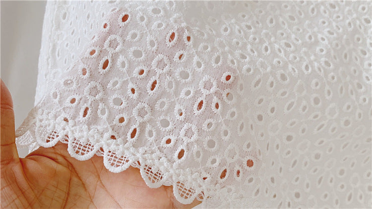 Girls Outfit Set 2022 Summer Clothing Sets Hollow Lace Suit Baby Casual Sleeveless T-shirt+Shorts Kids Clothes Sets Baby Clothes