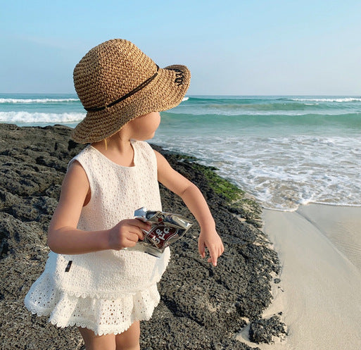 Girls Outfit Set 2022 Summer Clothing Sets Hollow Lace Suit Baby Casual Sleeveless T-shirt+Shorts Kids Clothes Sets Baby Clothes