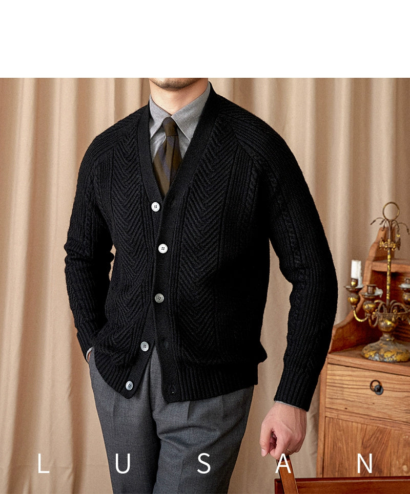 Heritage Vintage Wollcardigan V-Ausschnitt - Slim, Warm LXL