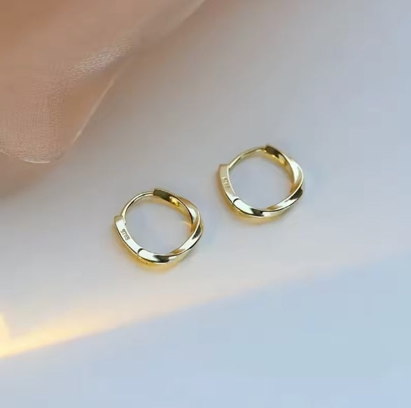 Cercei din argint 925, cercei rotunzi ondulați, 1,5 cm