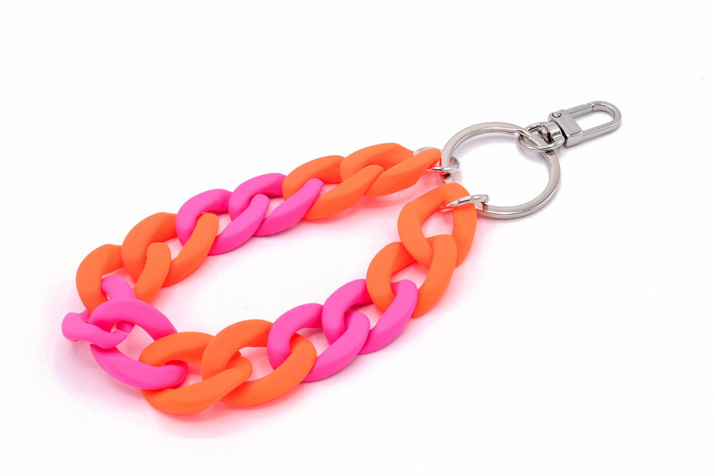 Schlüsselanhänger mit Karabiner "RUBBER EDITION" Neon Orange/Pink